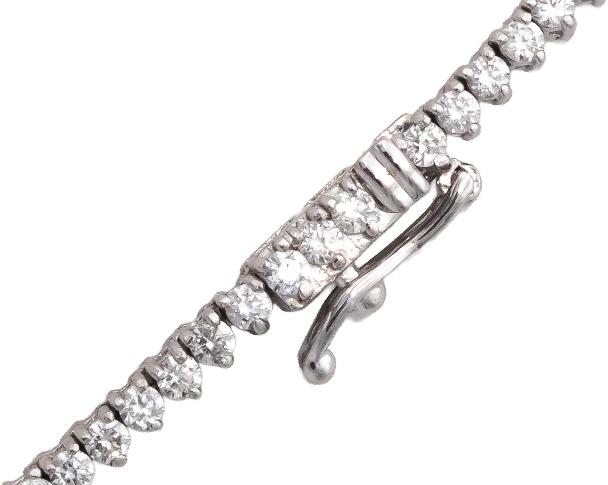 14k White Gold Round Diamond Three Prong Riviera Necklace 8.20CT