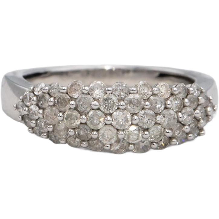 10k White Gold Round Diamond Cluster Band Ring 0.75CT Size 7