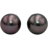 TIFFANY & CO. 18k White Gold Black Pearl Stud Earrings $1375 Retail 9.3mm