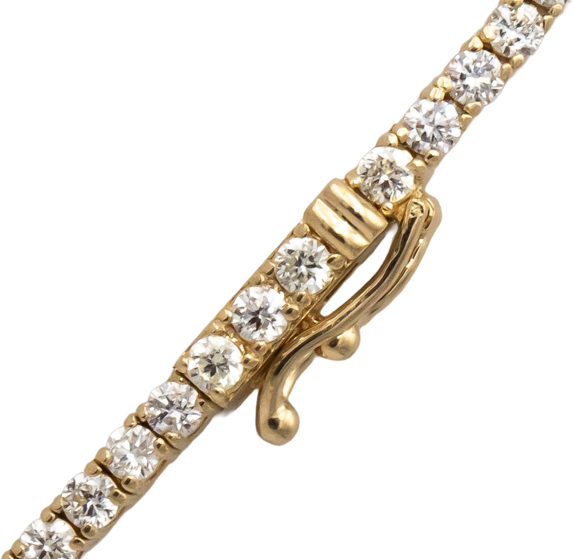 14k Yellow Gold Round Diamond Tennis Necklace 7.01CT