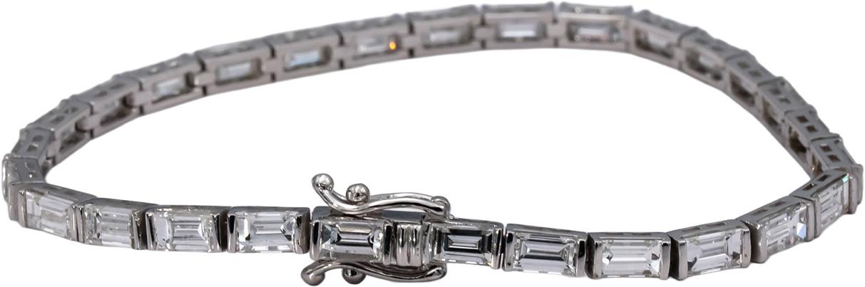 14k White Gold VS Emerald Cut Diamond Tennis Bracelet 8.42CT