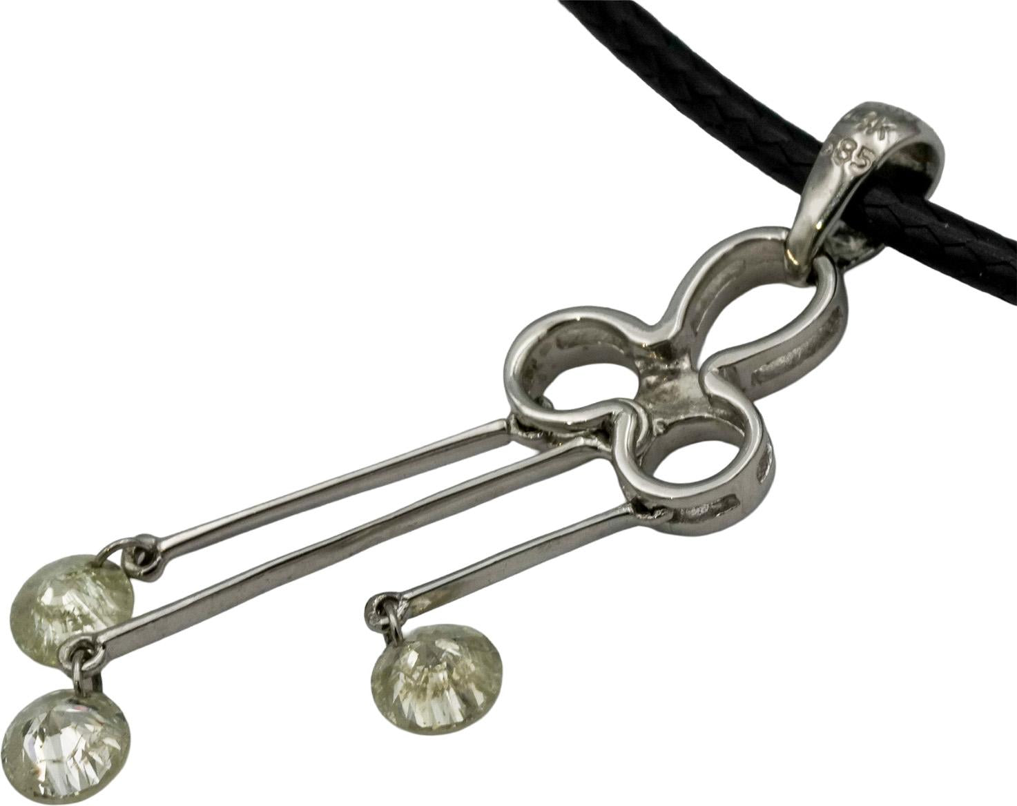 14k White Gold Round Diamond Dangle Pendant Necklace 0.63CT