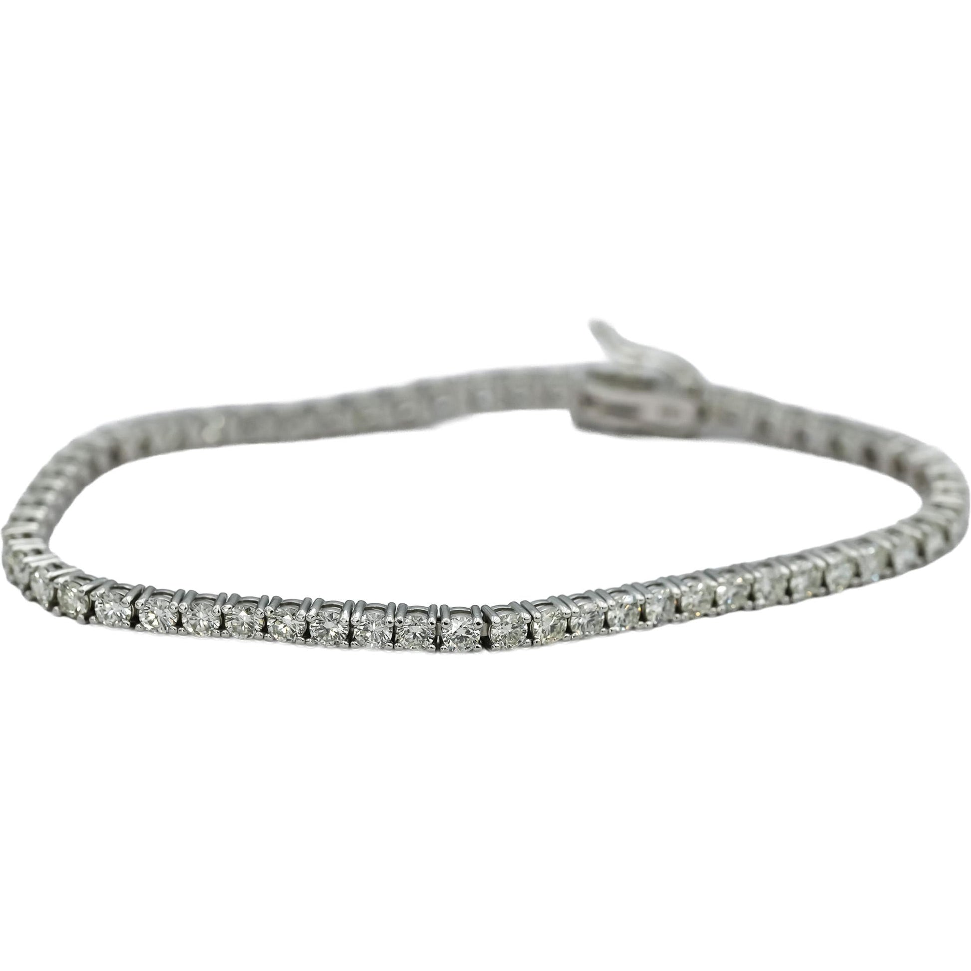 14k White Gold VS Round Diamond Tennis Bracelet 5.21CT