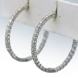 18k White Gold VS Round Diamond Inside Out Hoop Earrings 2.0CT