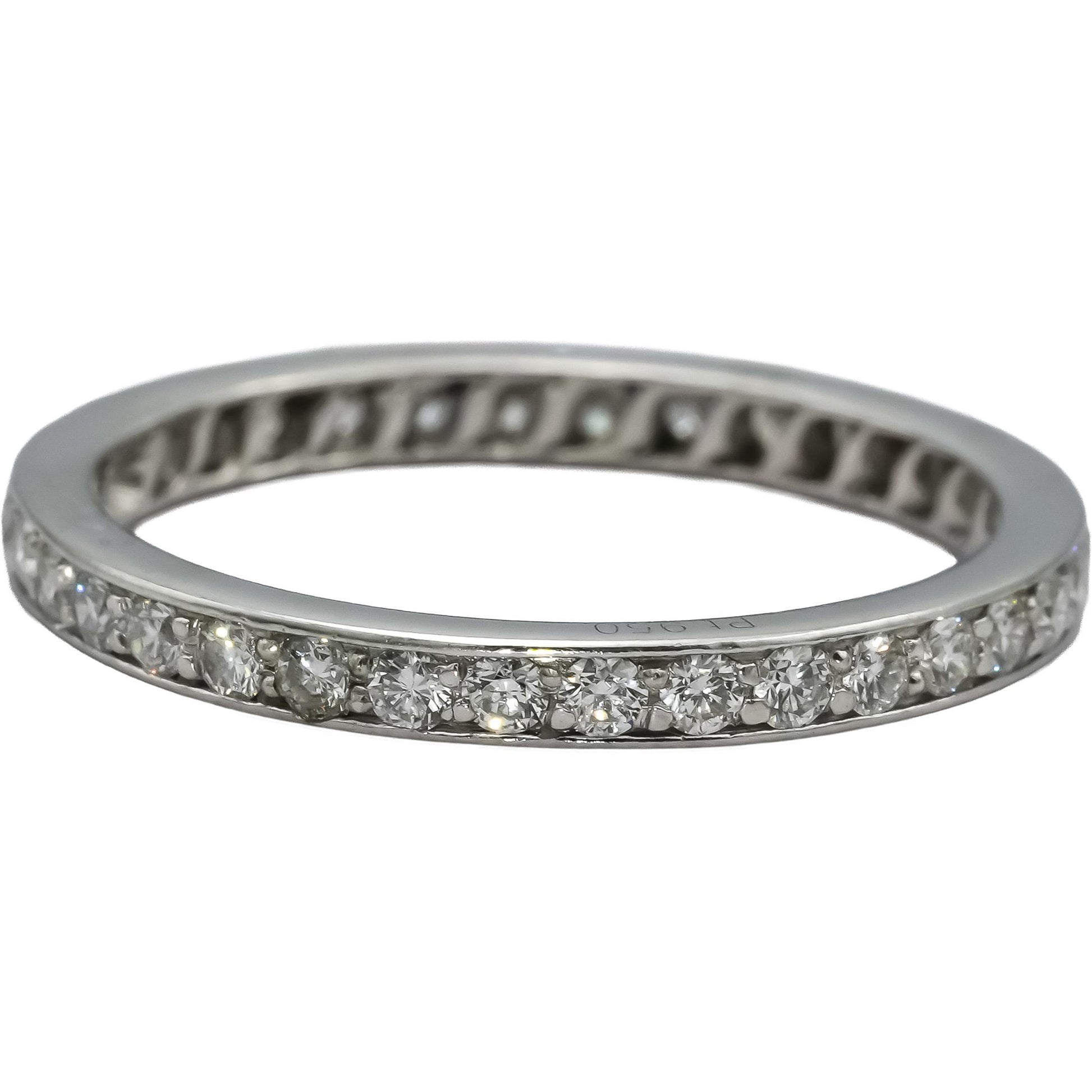 CARTIER Platinum VS Diamond Eternity Band Ring .75CT Size 7.5 w/ Papers