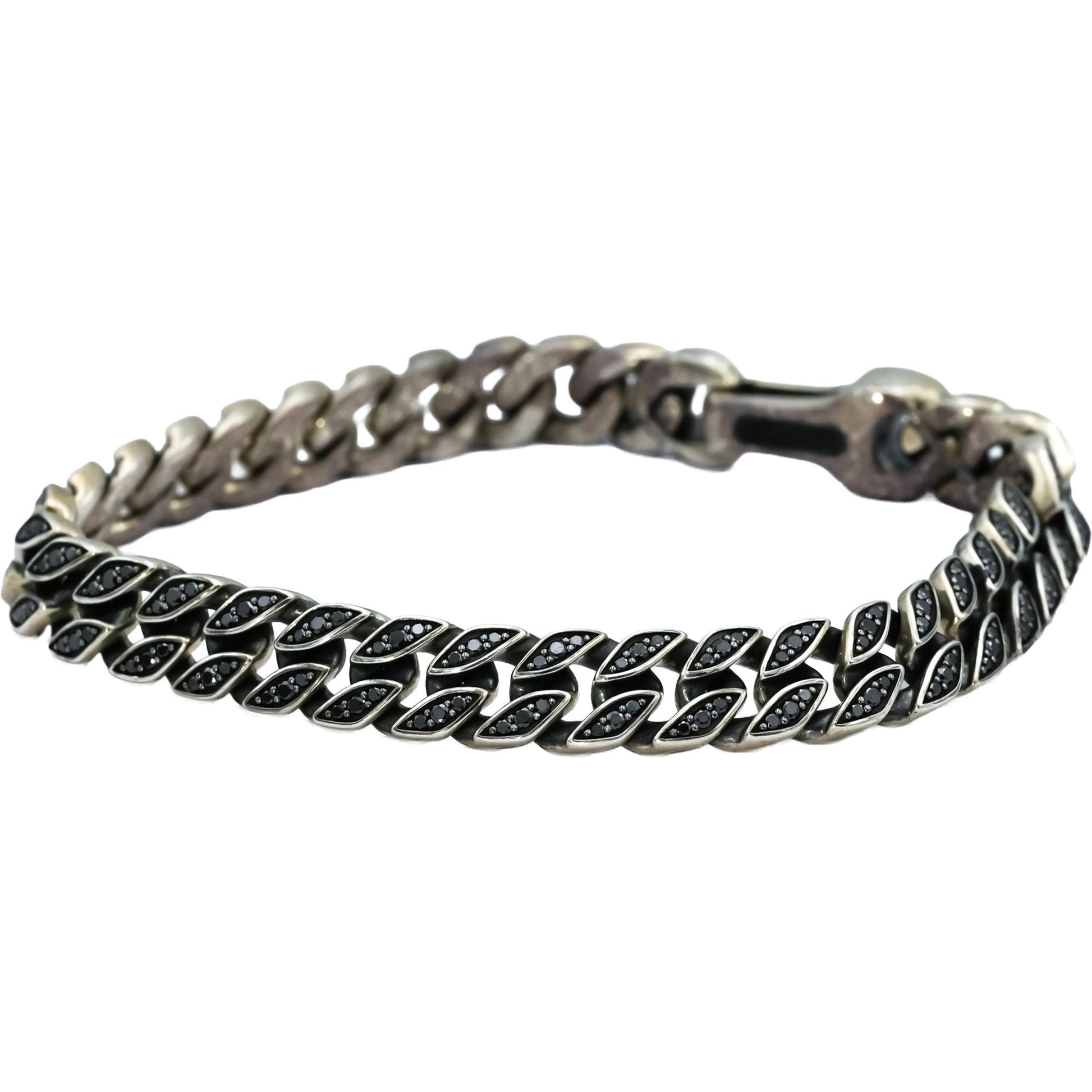 DAVID YURMAN Sterling Silver Black Diamond Curb Link Bracelet 1.14CT w/ B & P