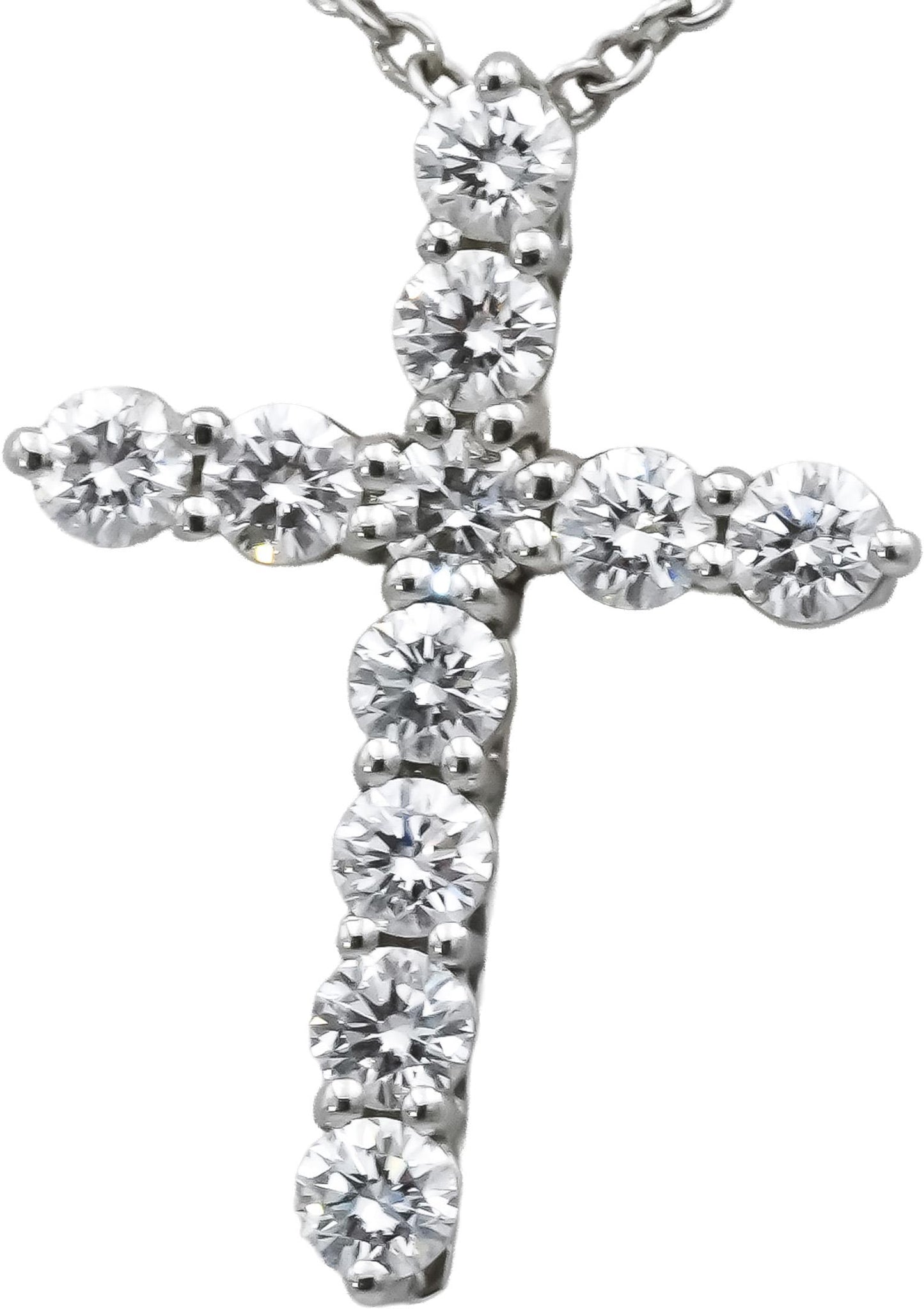 TIFFANY & CO. Platinum VS Diamond Cross Crucifix Pendant Necklace w/ Box 0.42CT