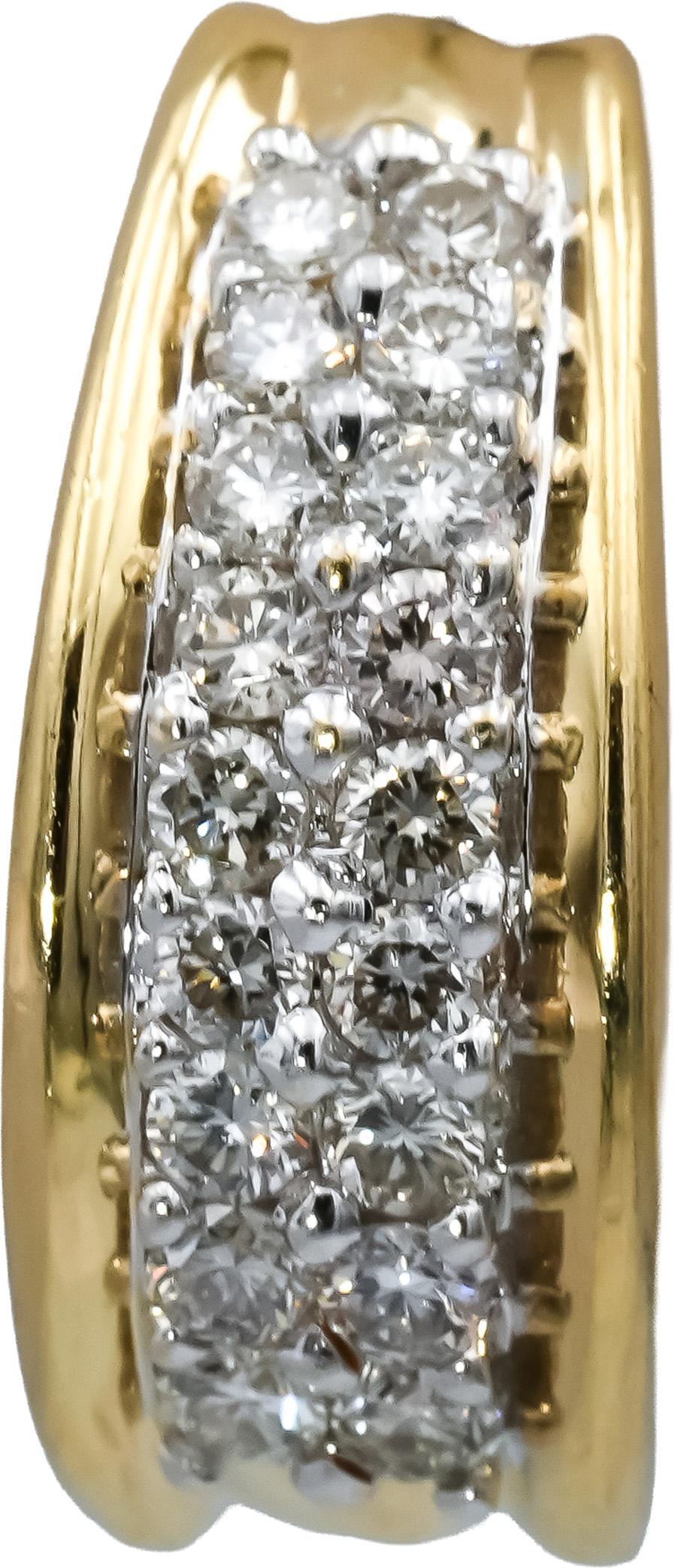 14k Yellow Gold Round Diamond Curved Earrings 0.90CT