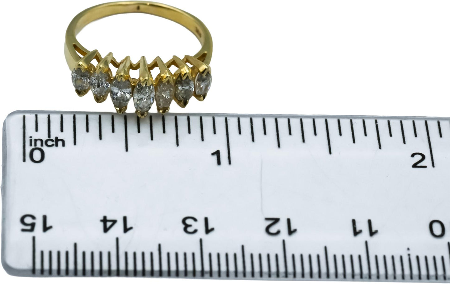 14k Yellow Gold Marquise Cut Diamond Seven Stone Band Ring 0.75CT Size 6