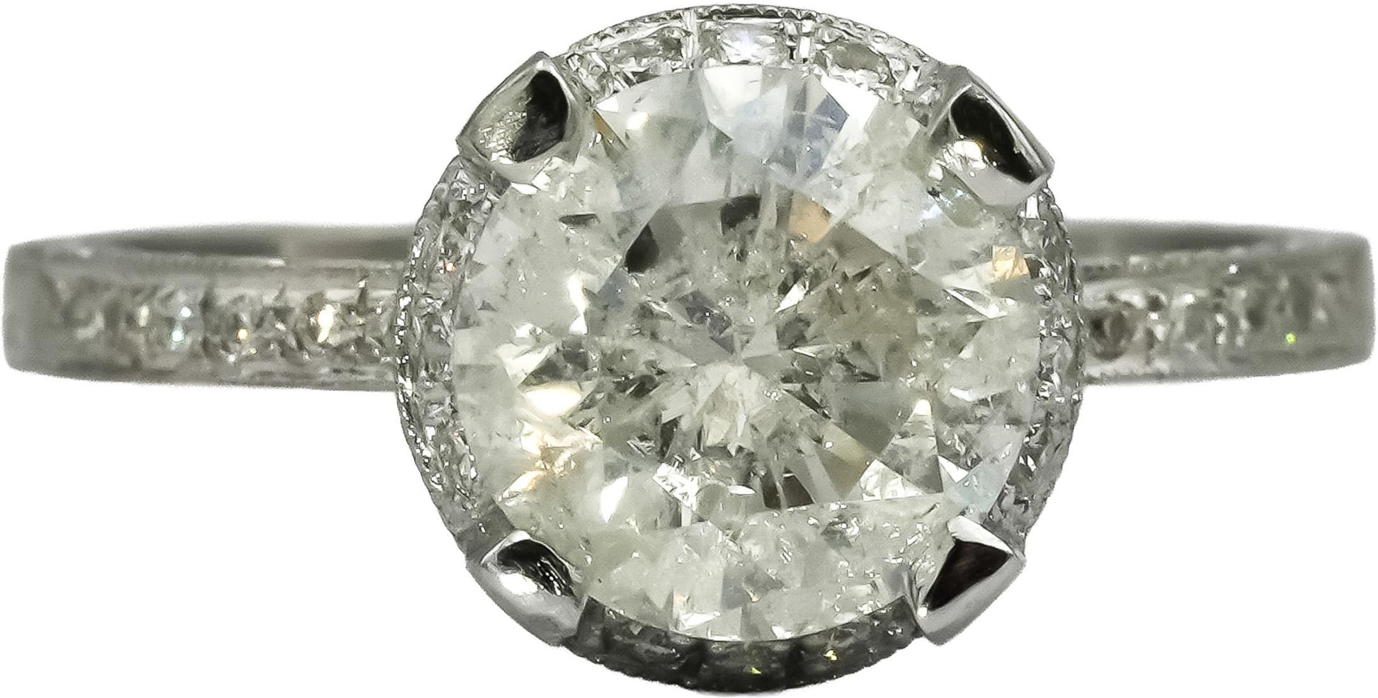 Platinum Round Diamond Engagement Ring 2.11CT w/ 1.86CT Center Size 6