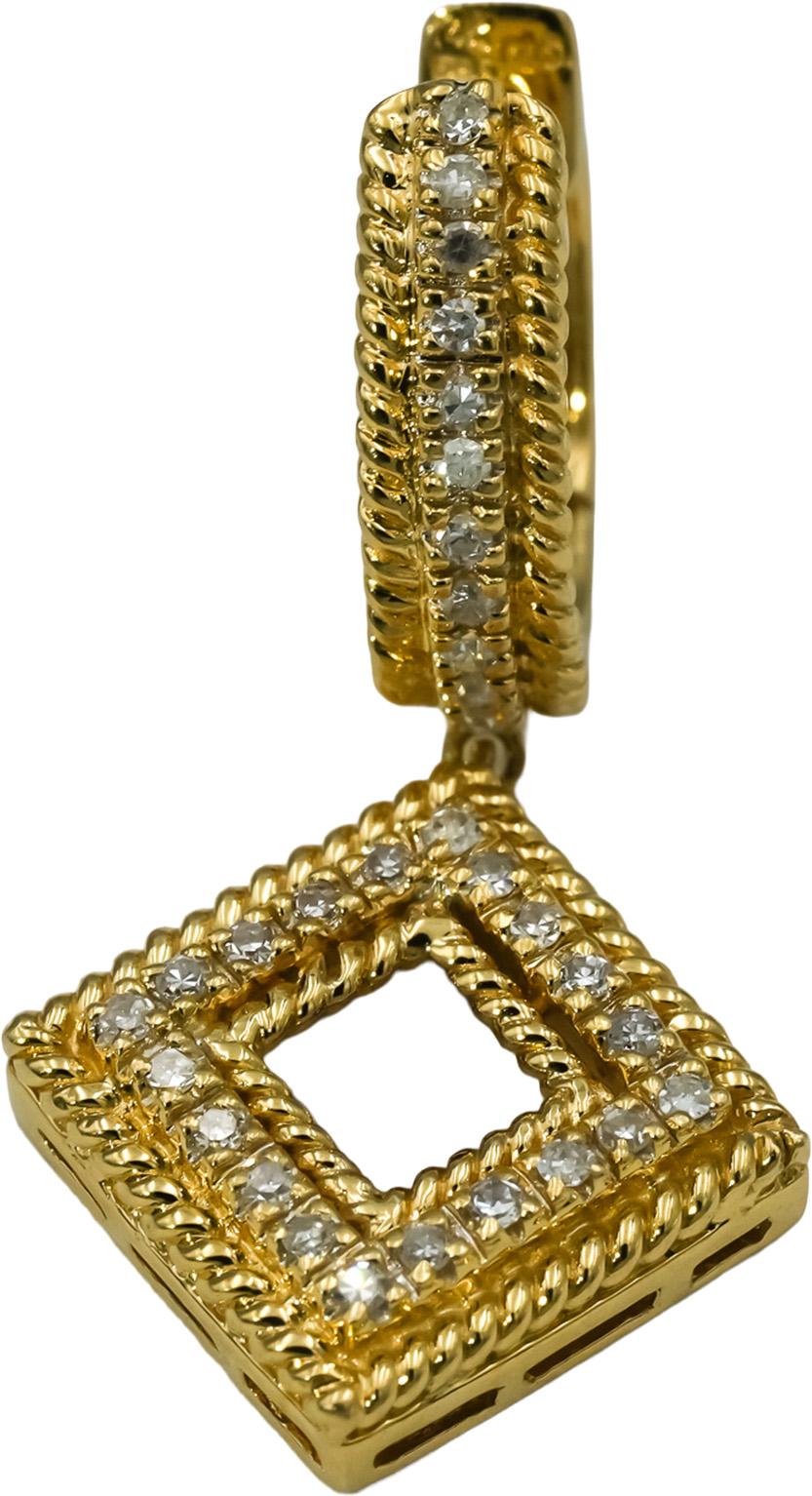 14k Yellow Gold Round Diamond Drop Dangle Earrings 0.25CT