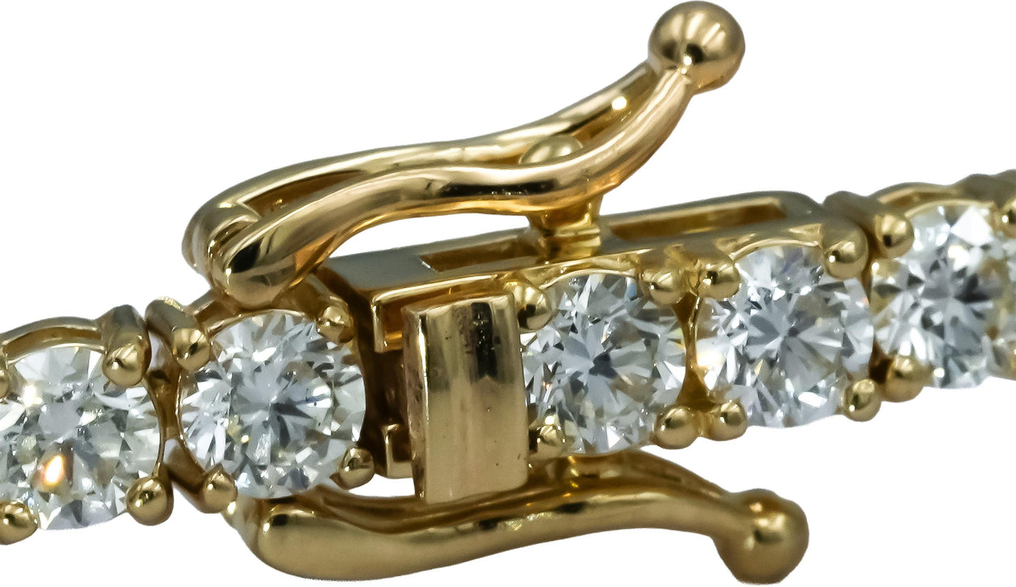 14k Yellow Gold VS Round Diamond Tennis Bracelet 7.05CT