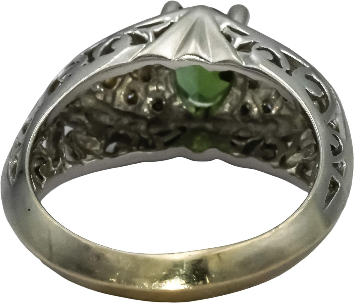 Vintage Antique 14k White Gold VS Diamond and Tourmaline Ring 0.87CT Size 7