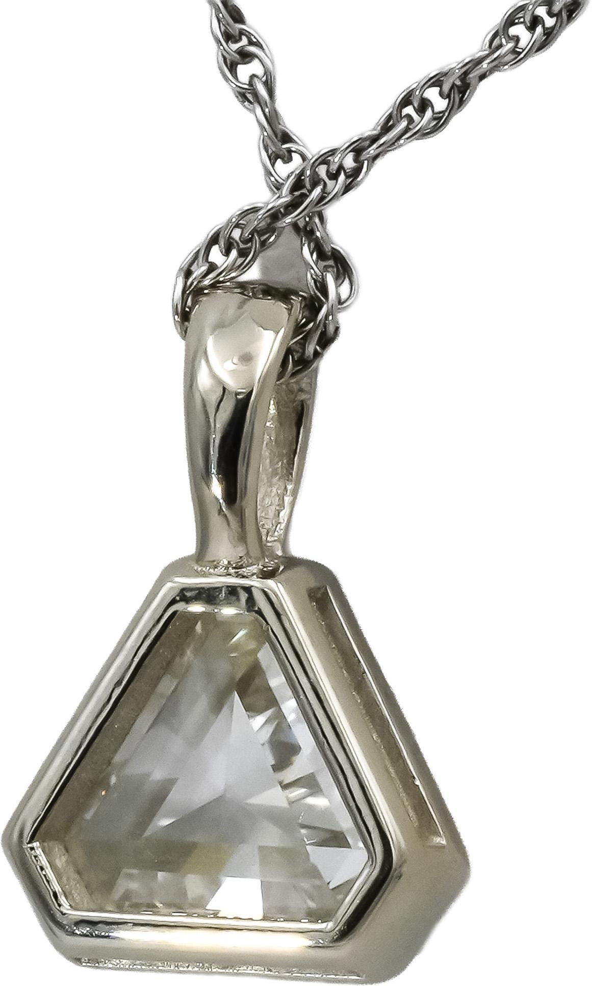 GIA 14k White Gold VS2/G Trillion Step Cut Diamond Pendant Necklace 1.33CT