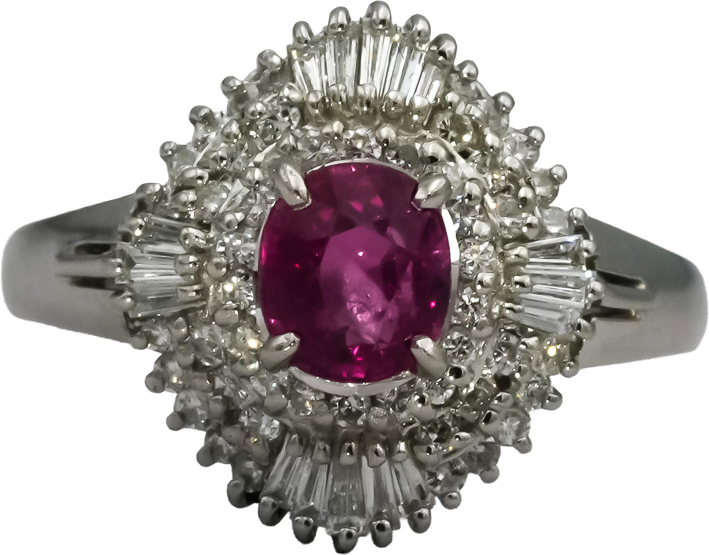 Platinum VS Diamond and Pink Sapphire Cocktail Ring 1.82CT Size 7