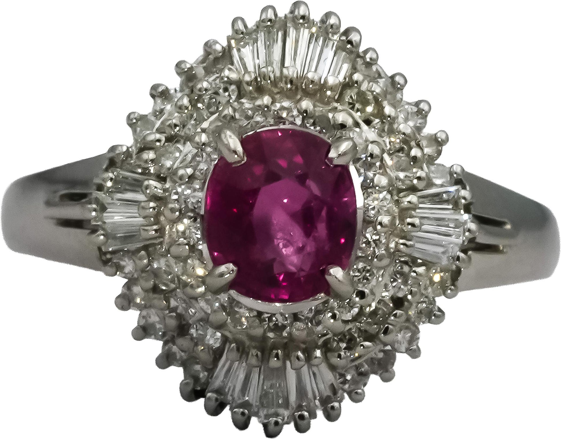 Platinum VS Diamond and Pink Sapphire Cocktail Ring 1.82CT Size 7