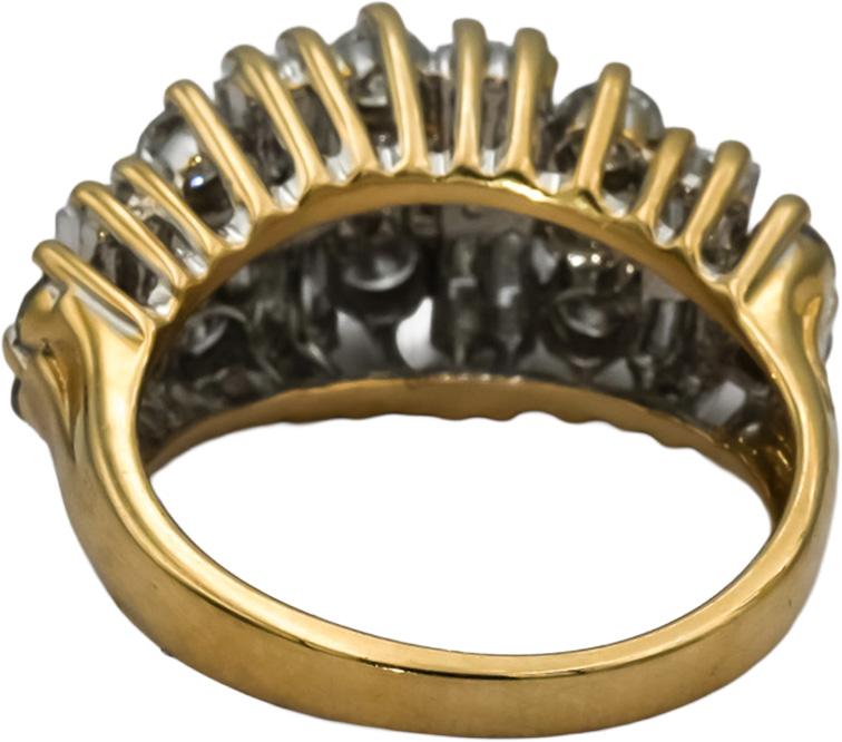14k Yellow Gold Round and Baguette Diamond Cluster Ring 2.0CT Size 7.25
