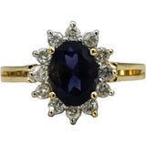 10k Yellow Gold Diamond and Amethyst Halo Cocktail Ring 1.25CT Size 6