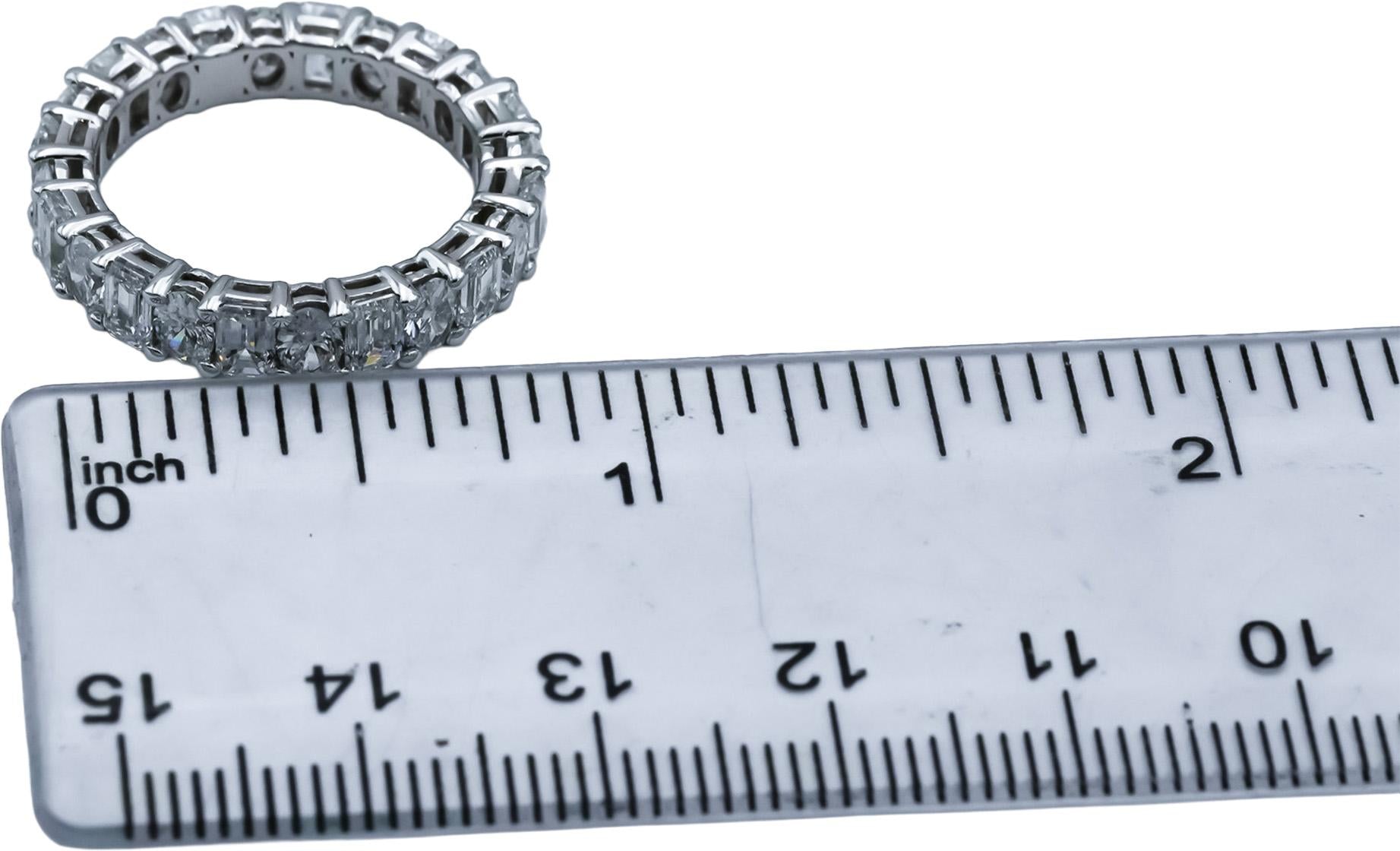 14k White Gold Oval & Emerald Cut Lab-Grown Diamond Eternity Ring 3.50CT Sz 6.75