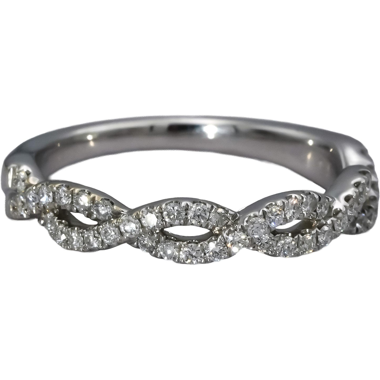 14k White Gold VS Round Diamond The Leo Legacy Twist Band Ring 0.50CT Size 6.75