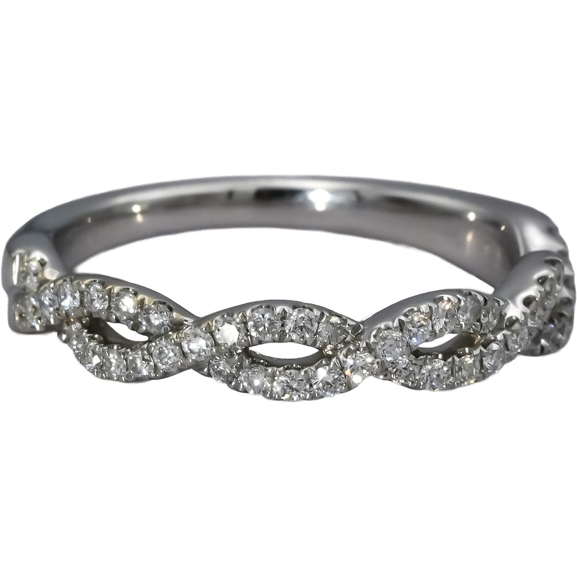 14k White Gold VS Round Diamond The Leo Legacy Twist Band Ring 0.50CT Size 6.75
