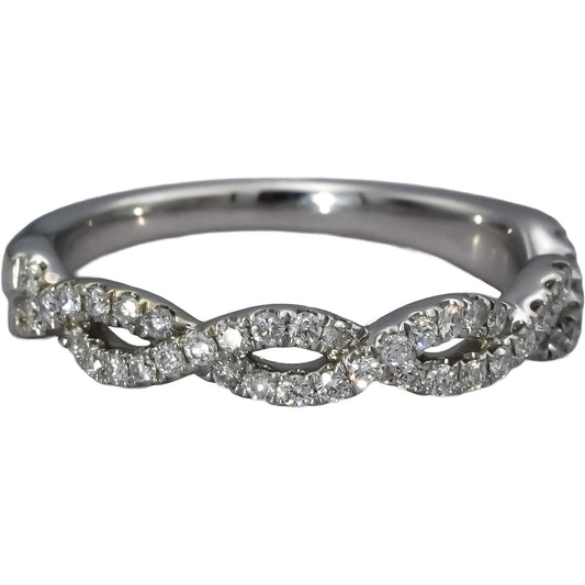 14k White Gold VS Round Diamond The Leo Legacy Twist Band Ring 0.50CT Size 6.75
