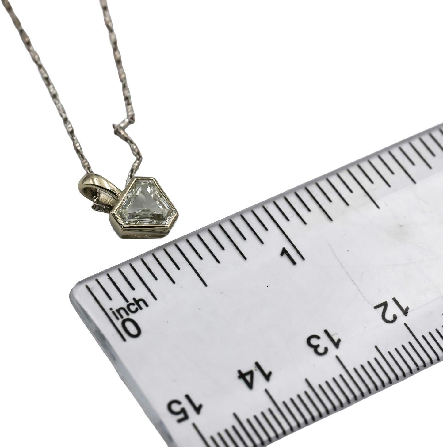 GIA Certified 14k White Gold SI1/H Step Trillion Diamond Pendant Necklace 1.01CT