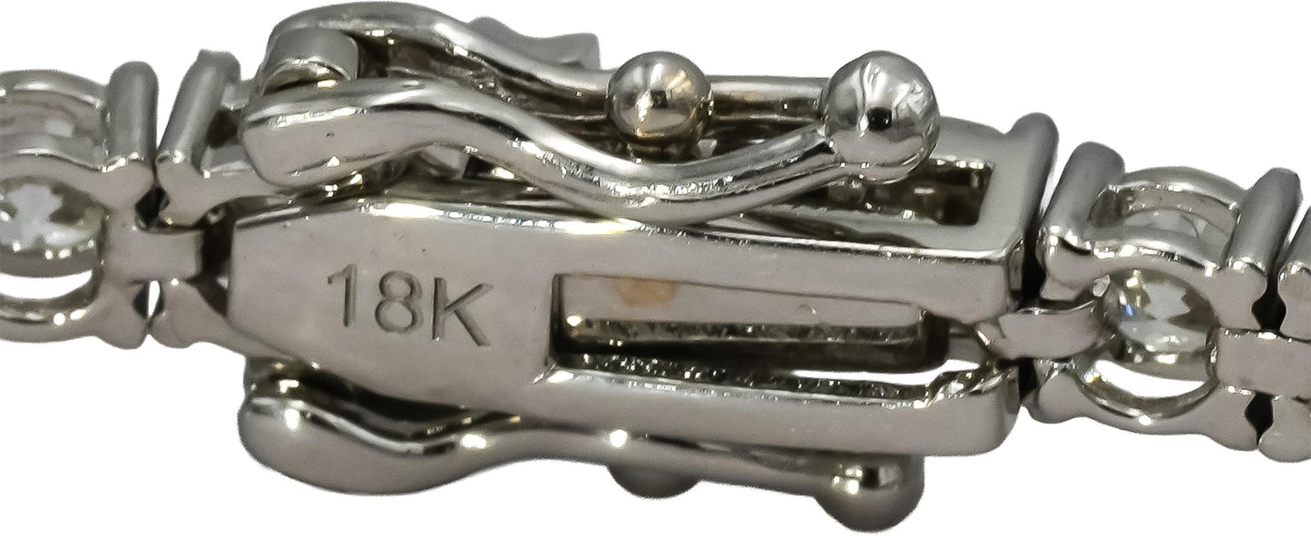 18k White Gold VS Round Diamond Tennis Bracelet 6.10CT