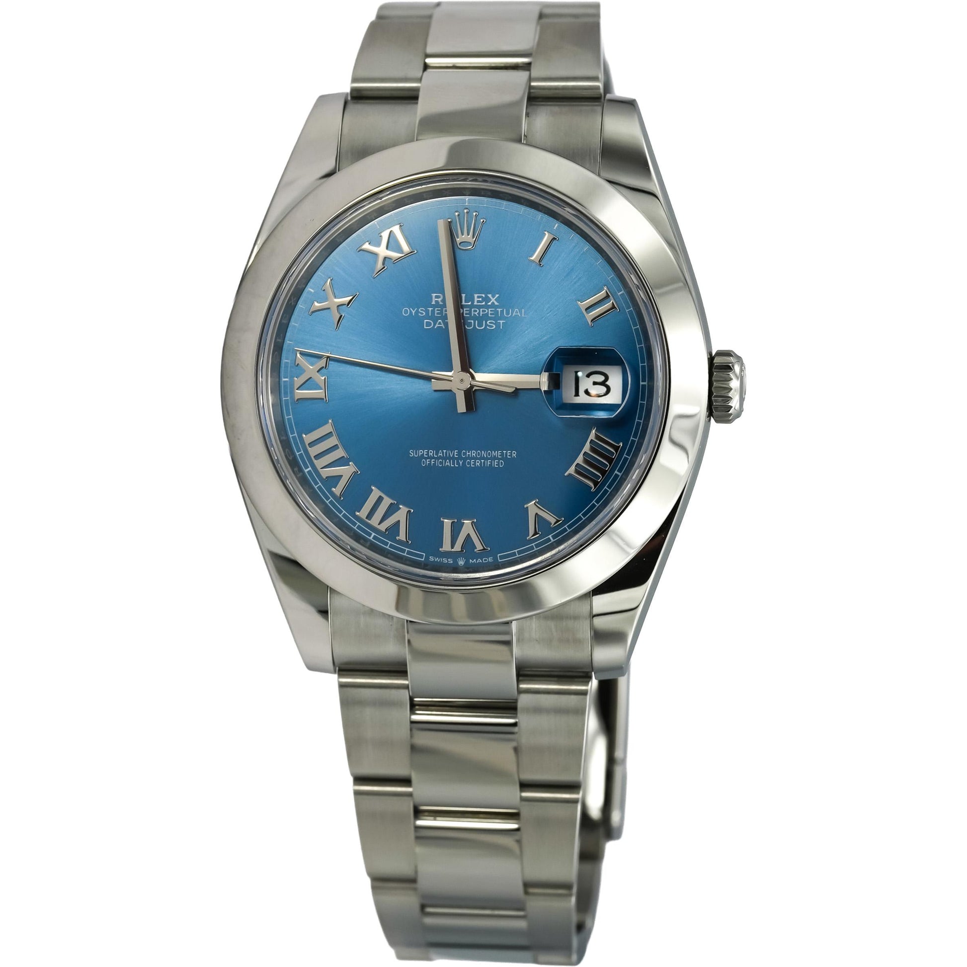 ROLEX Stainless Steel Datejust 41 Azzuro Blue Dial Automatic Watch Ref 126300