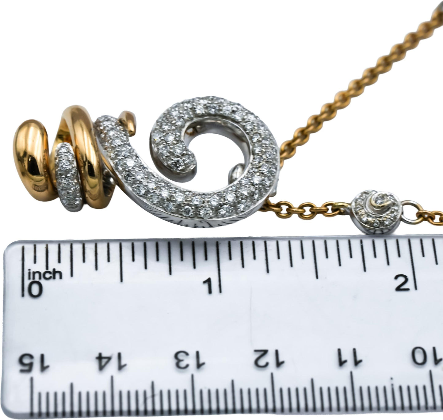 NOUVELLE BAGUE 18k White and Yellow Gold VS Diamond Pendant Necklace 1.50CT