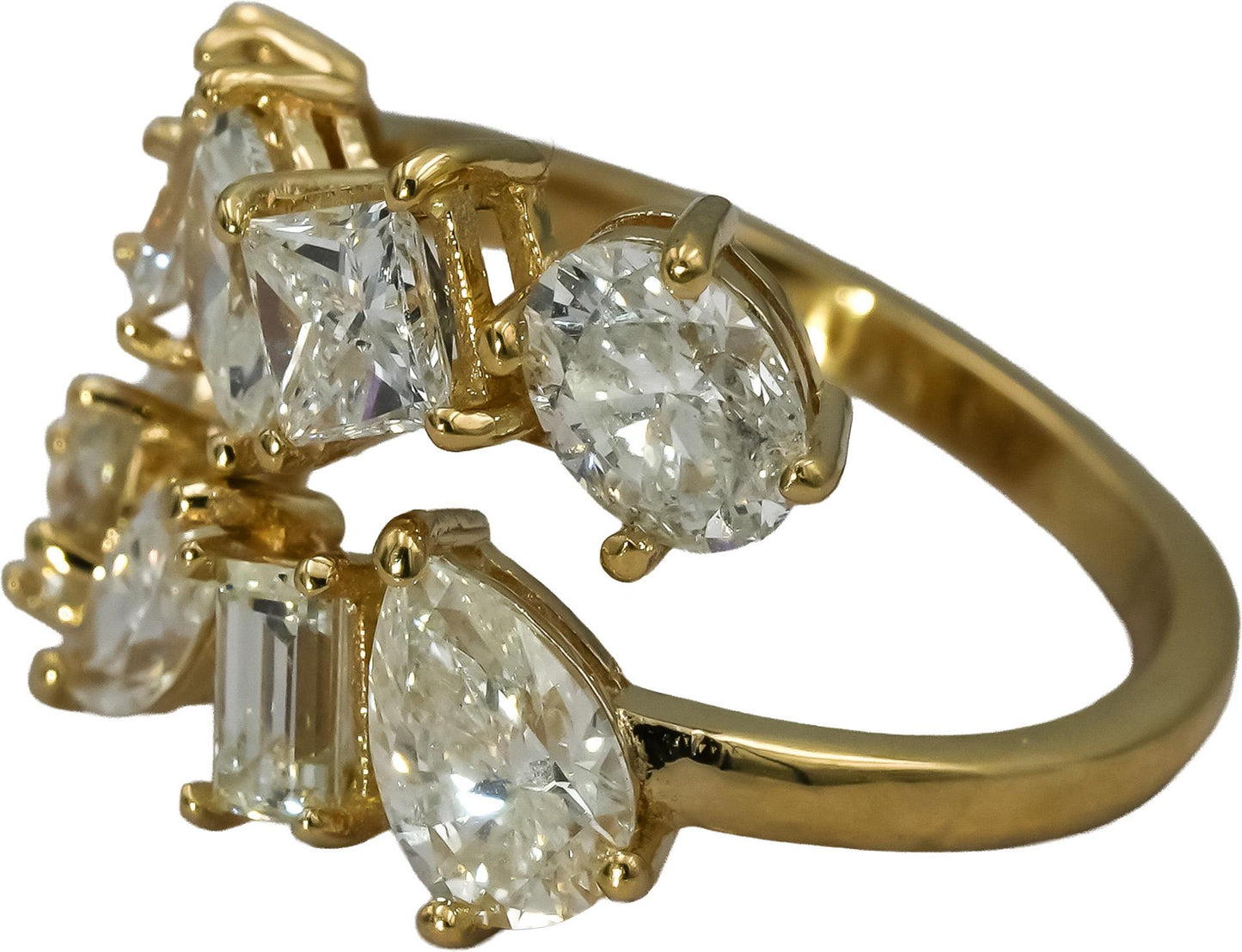 14k Yellow Gold Mixed Cut Diamond Cocktail Ring 2.93CT Size 6