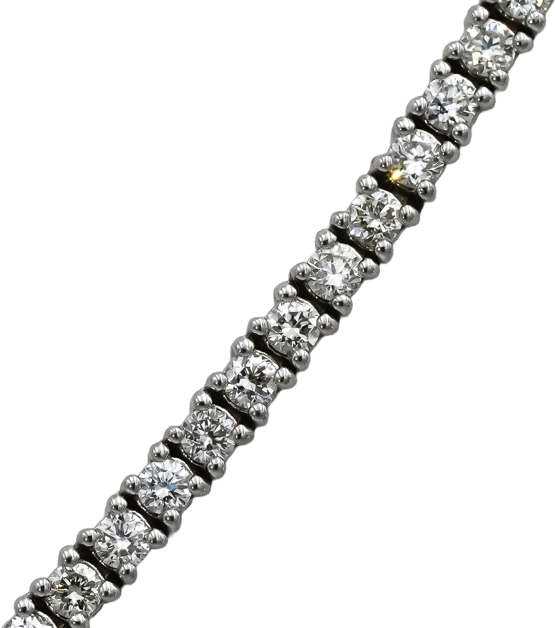 14k White Gold VS Round Diamond Tennis Necklace 3.62CT