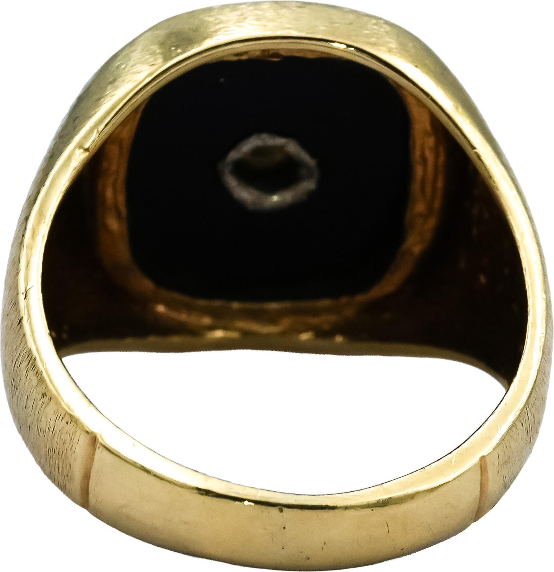 14k Yellow Gold Black Onyx and Diamond Ring 0.02CT Size 7