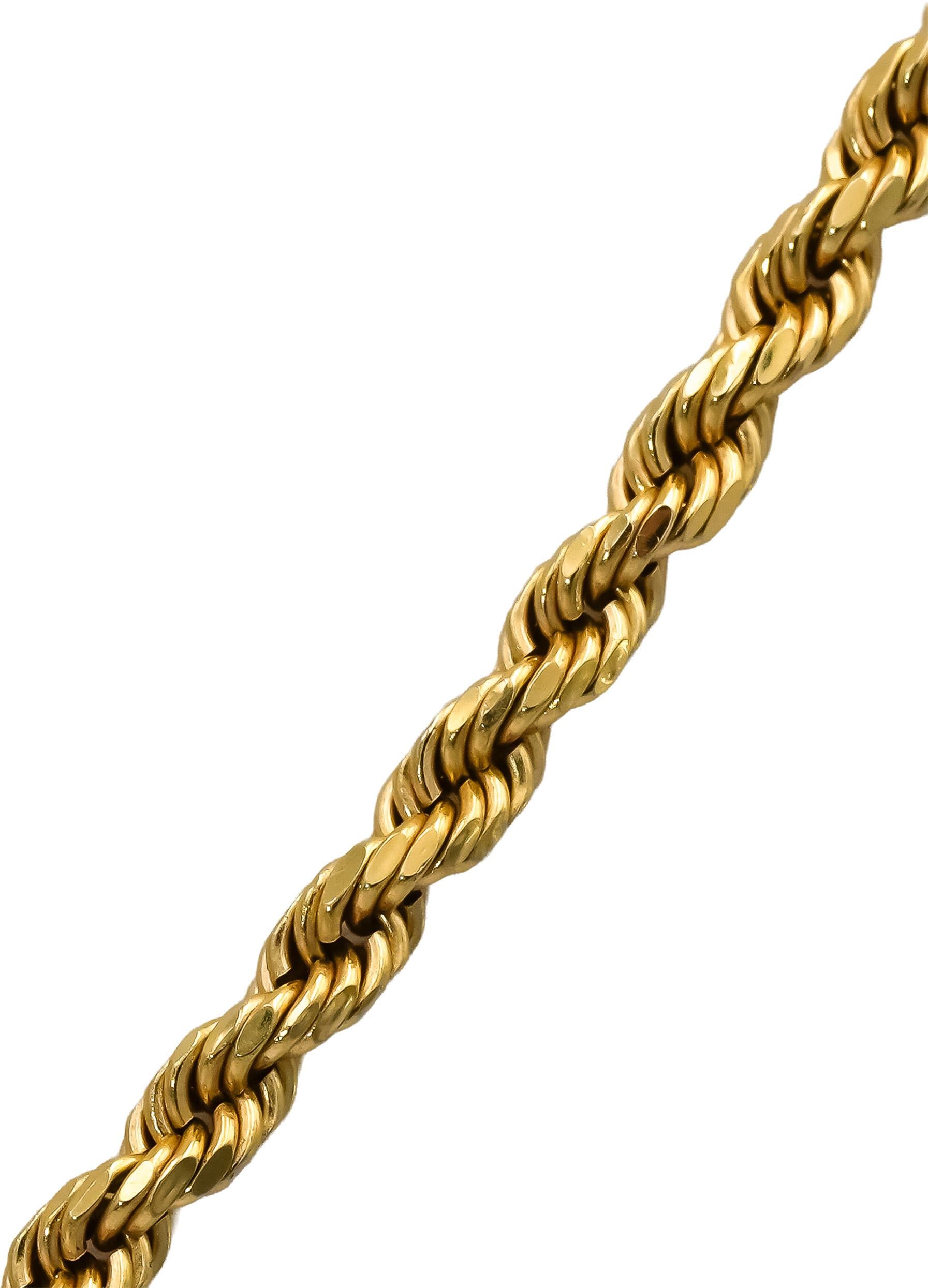 14k Yellow Gold Rope Chain Necklace 2.2mm Wide/19.75in Long