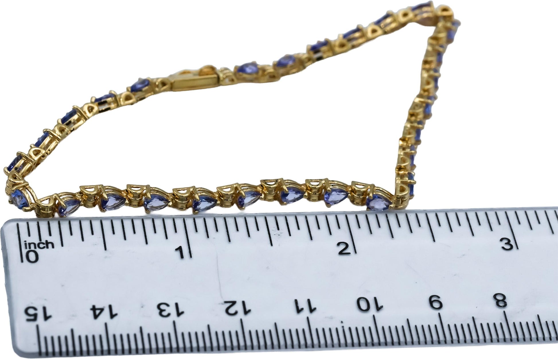 14k Yellow Gold Pear Cut Tanzanite Line Bracelet 4.0CT