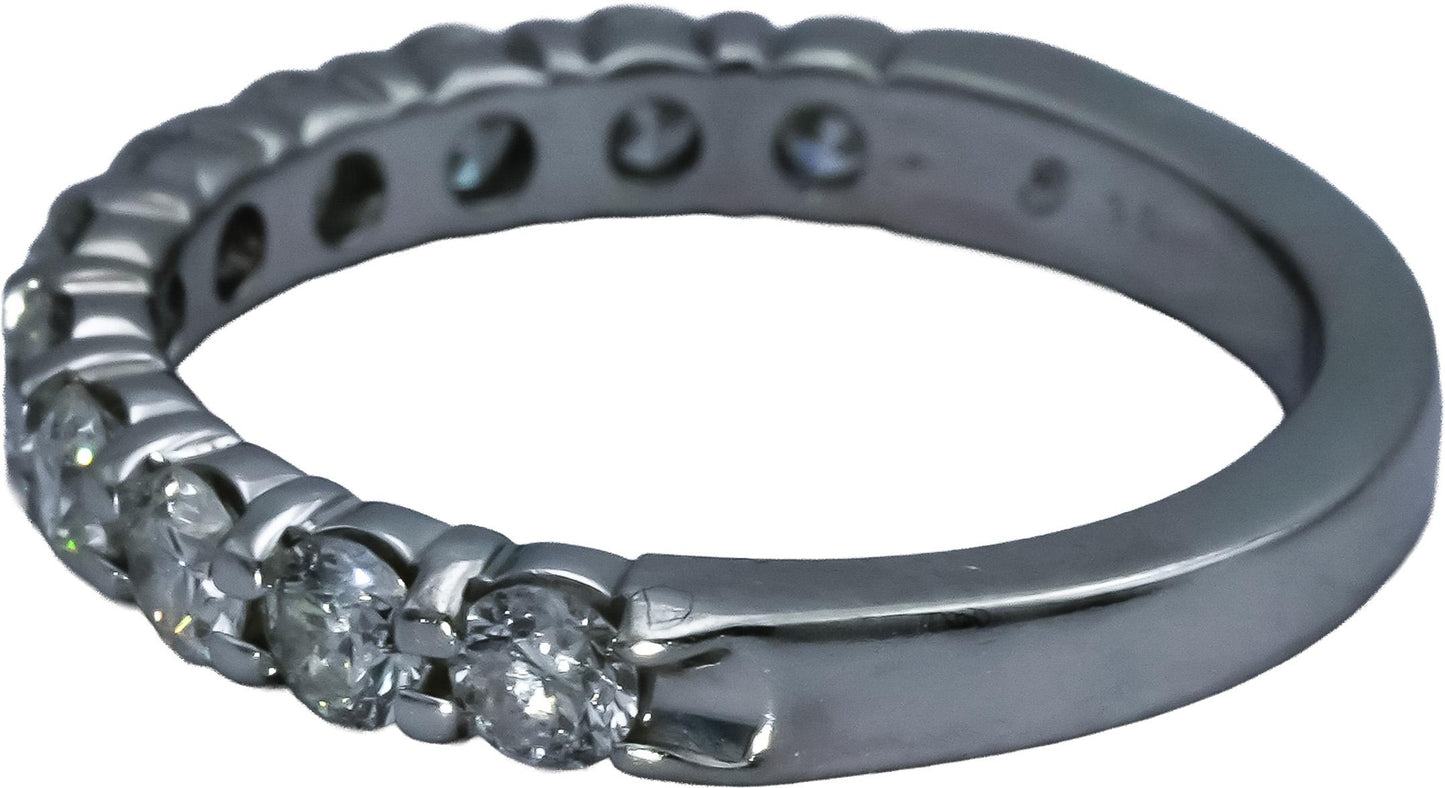 GSI 18k White Gold SI2-I1/E-F Diamond Half Eternity Ring 1.01CT Size 6 11 Pieces