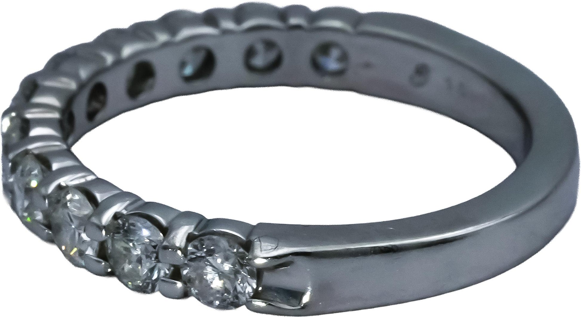 GSI 18k White Gold SI2-I1/E-F Diamond Half Eternity Ring 1.01CT Size 6 11 Pieces