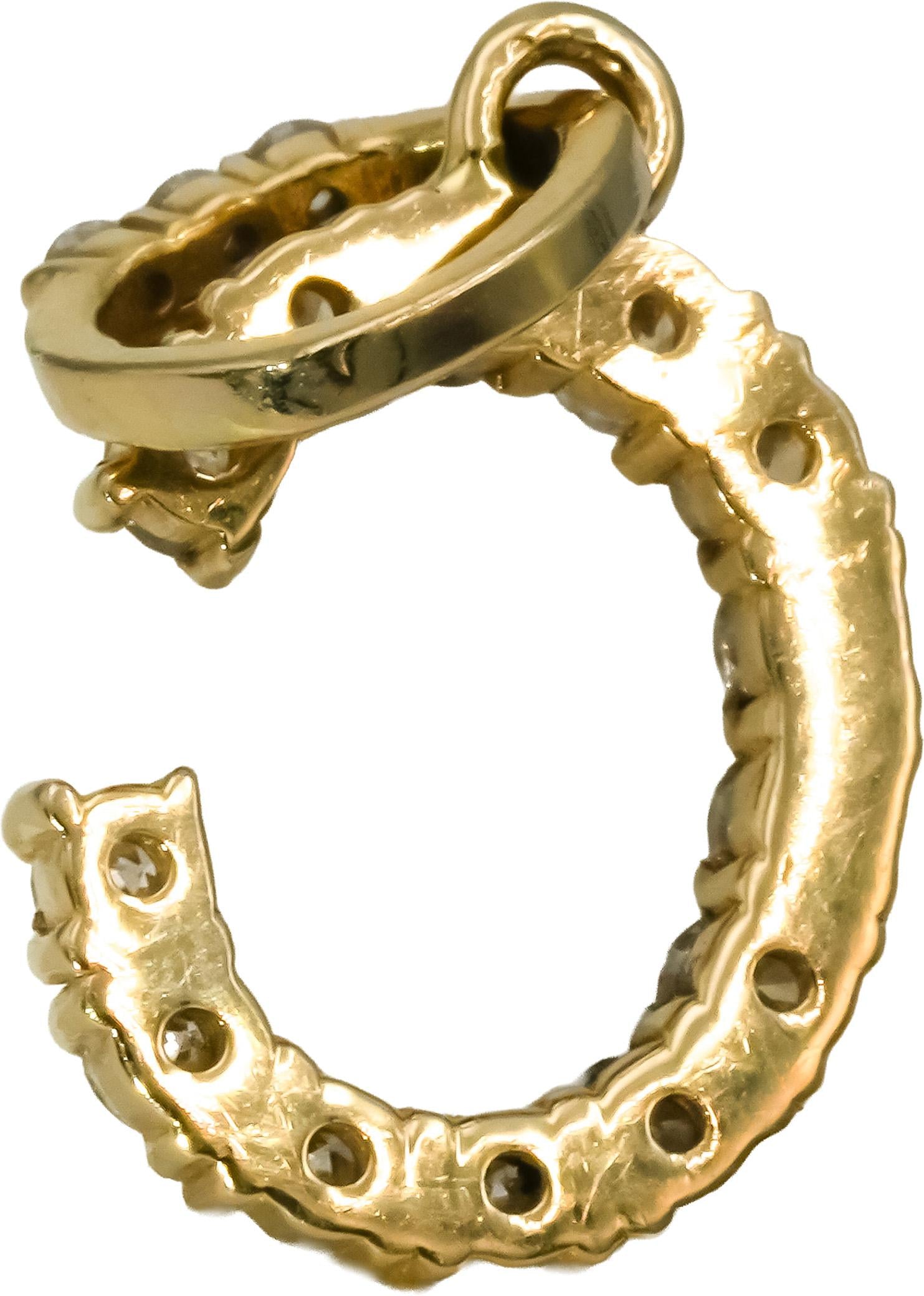 14k Yellow Gold Round Diamond Letter Initial "C" Charm Pendant 0.50CT