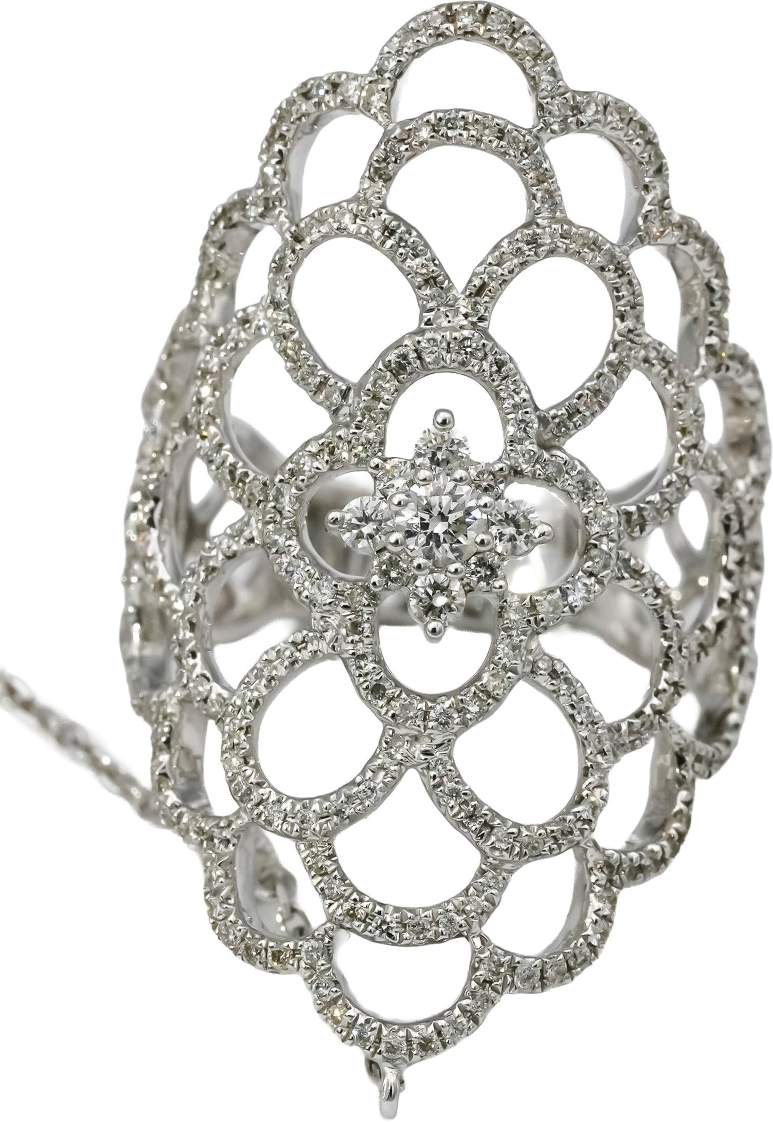 18k White Gold VS Round Diamond Fancy Finger Bracelet 2.0CT