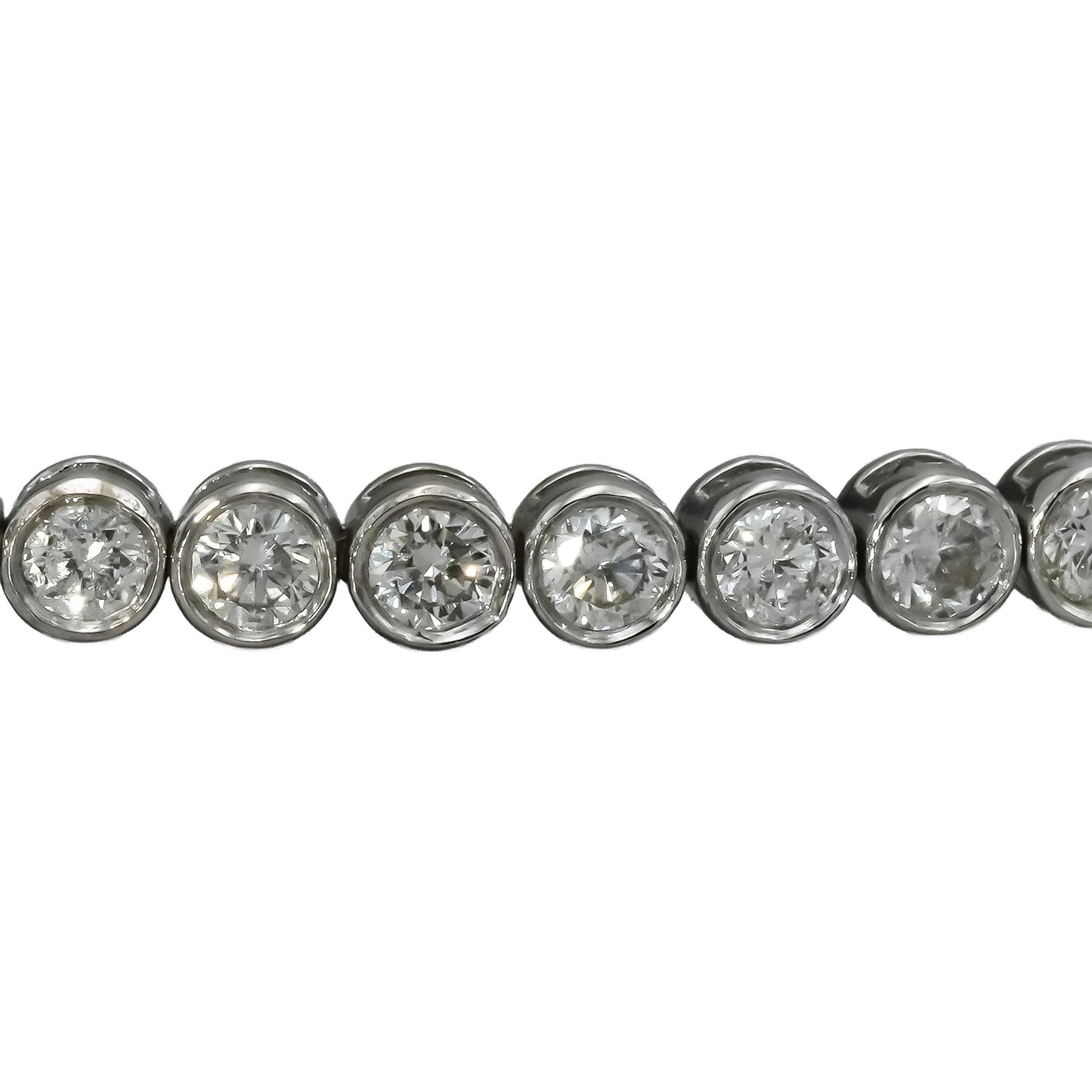 14k White Gold VS Round Bezel Set Diamond Tennis Bracelet 2.86CT