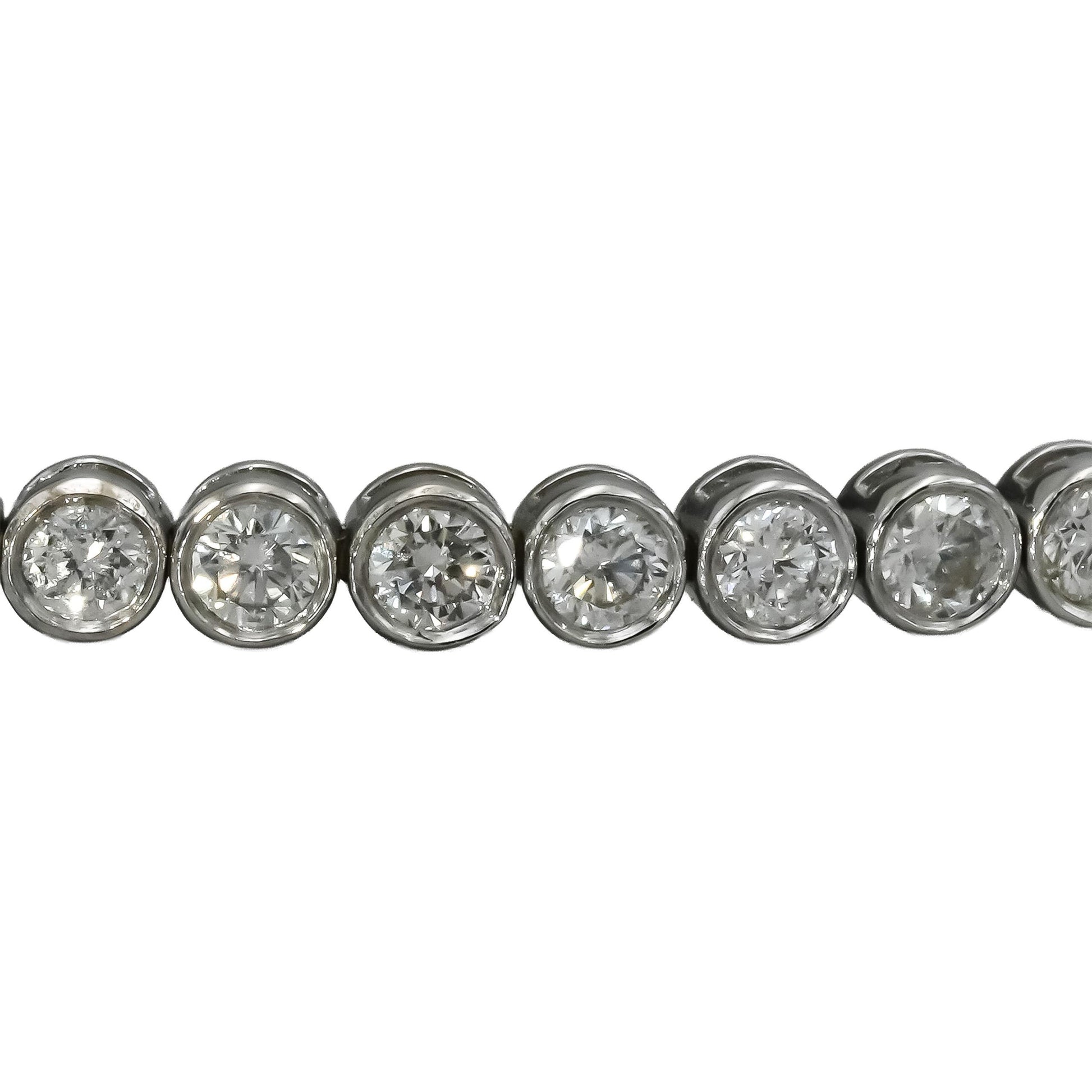 14k White Gold VS Round Bezel Set Diamond Tennis Bracelet 2.86CT