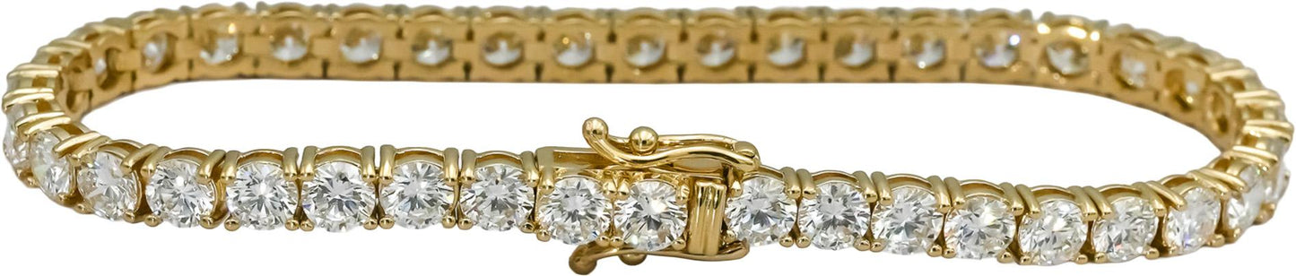 14k Yellow Gold VS Round Lab-Grown Diamond Tennis Bracelet 11.95CT