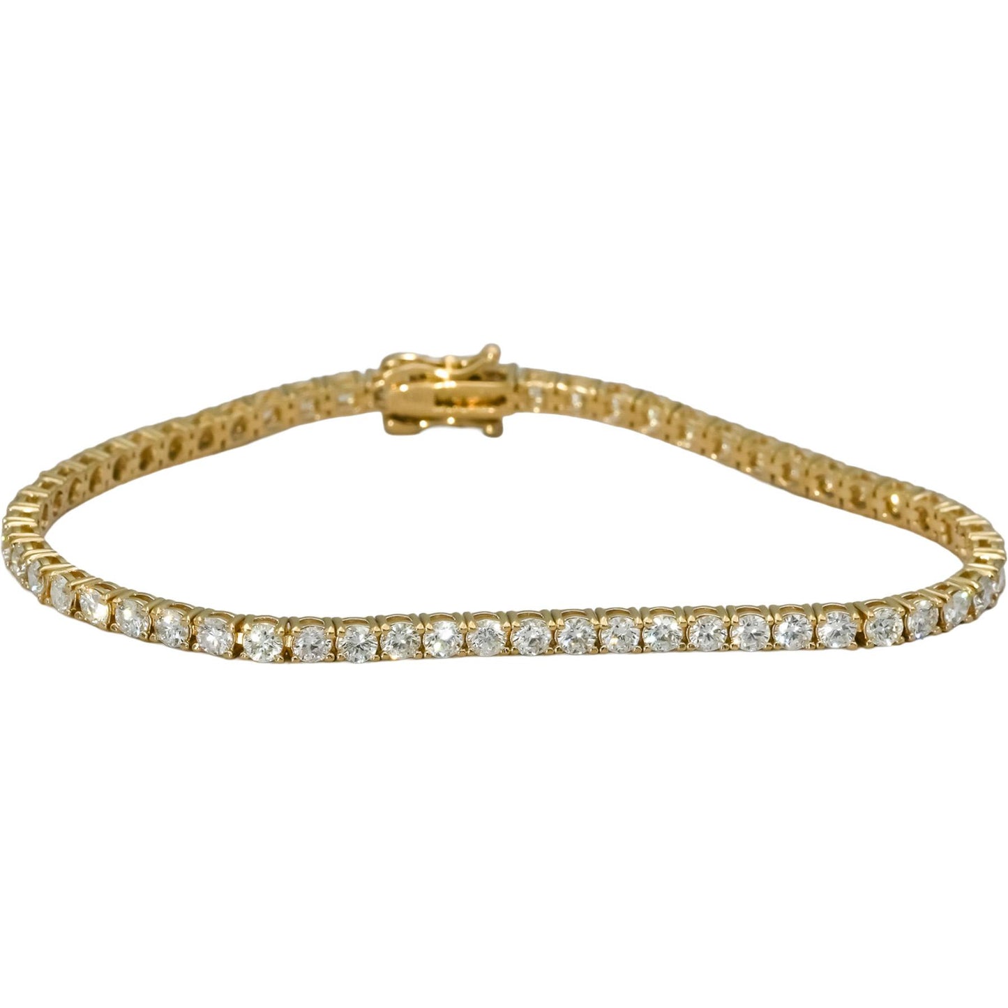 14k Yellow Gold Round Natural Diamond Tennis Bracelet 4.56CT