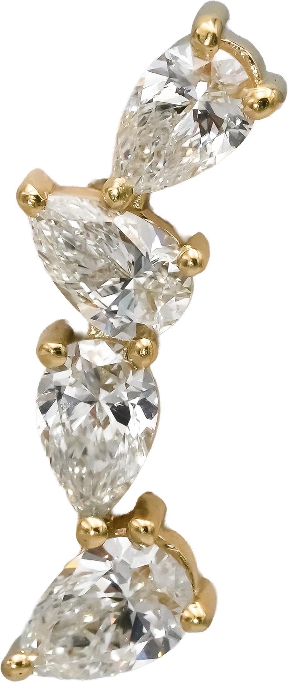 14k Yellow Gold VS Pear Cut Lab-Grown Diamond Climber Stud Earrings 4.46CT