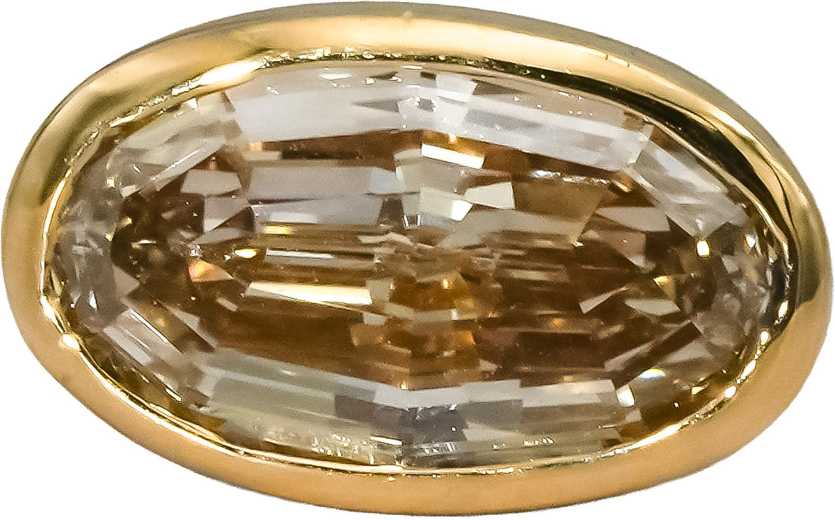 18k Yellow Gold VS Oval Step Cut Bezel Set Natural Diamond Stud Earrings 2.02CT
