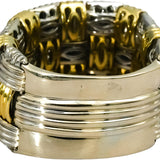 ROBERTO COIN 18k Yellow White Gold Basketweave Statement Flexible Ring Size 8