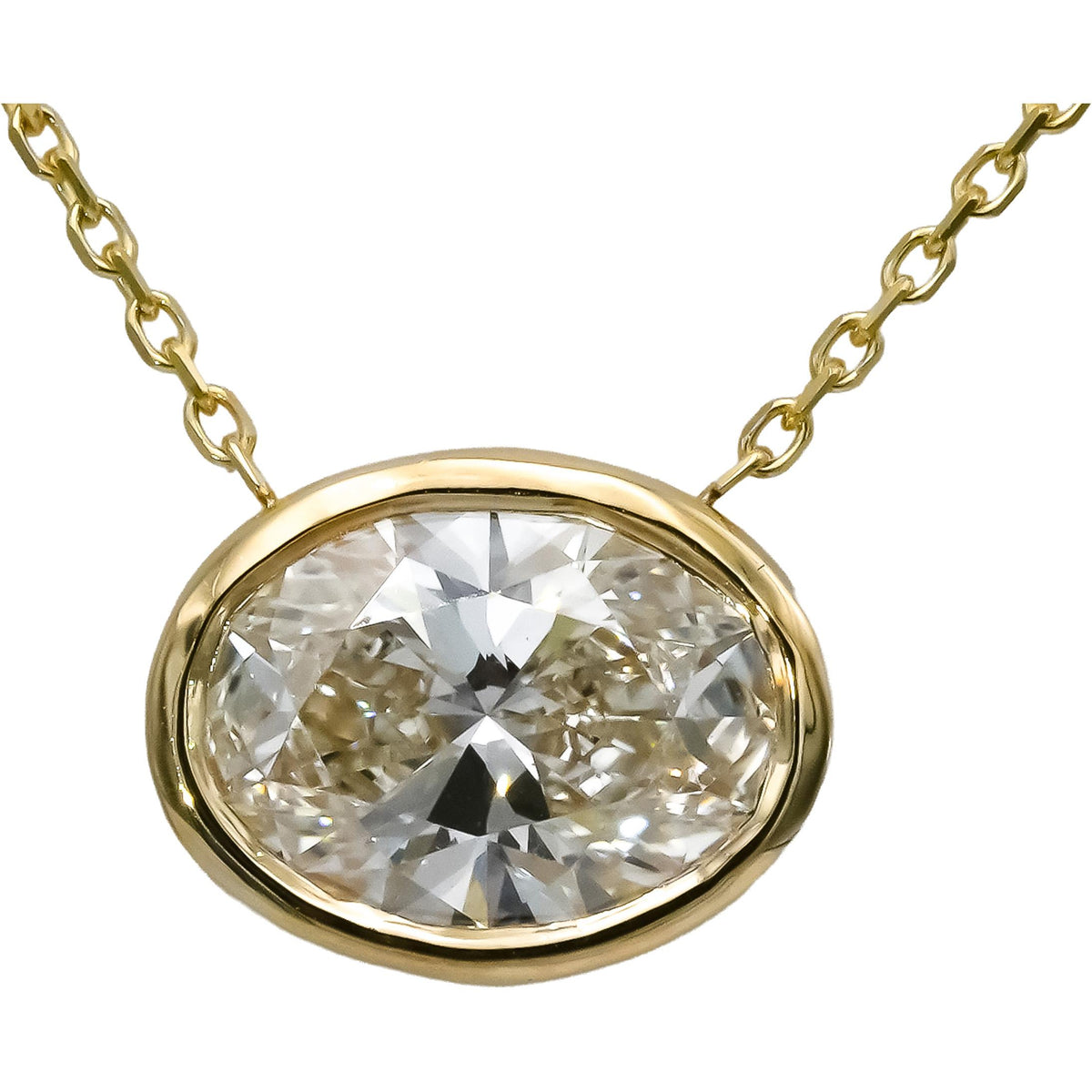 IGI 14k Yellow Gold VS1/G Lab-Grown Oval Diamond Pendant Necklace 2.35CT