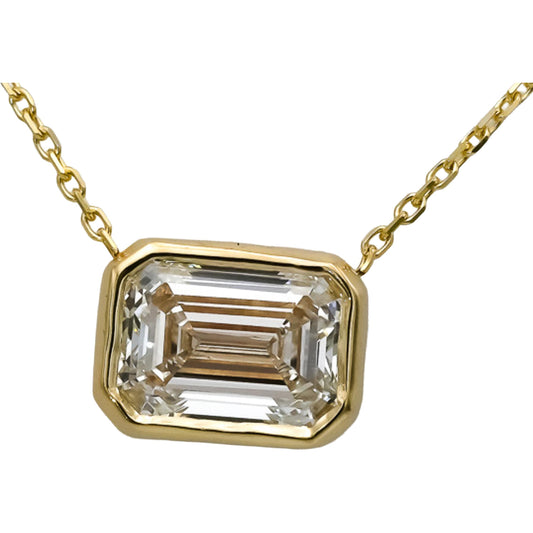 IGI 14k Yellow Gold VS1/G Emerald Cut Lab-Grown Diamond Pendant Necklace 2.60CT