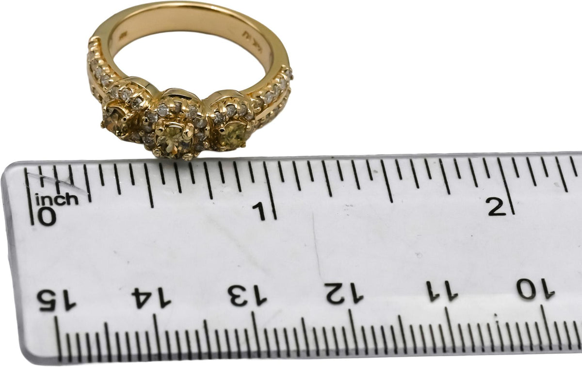 14k Yellow Gold Round Diamond Halo Ring 1.0CT Size 6.75