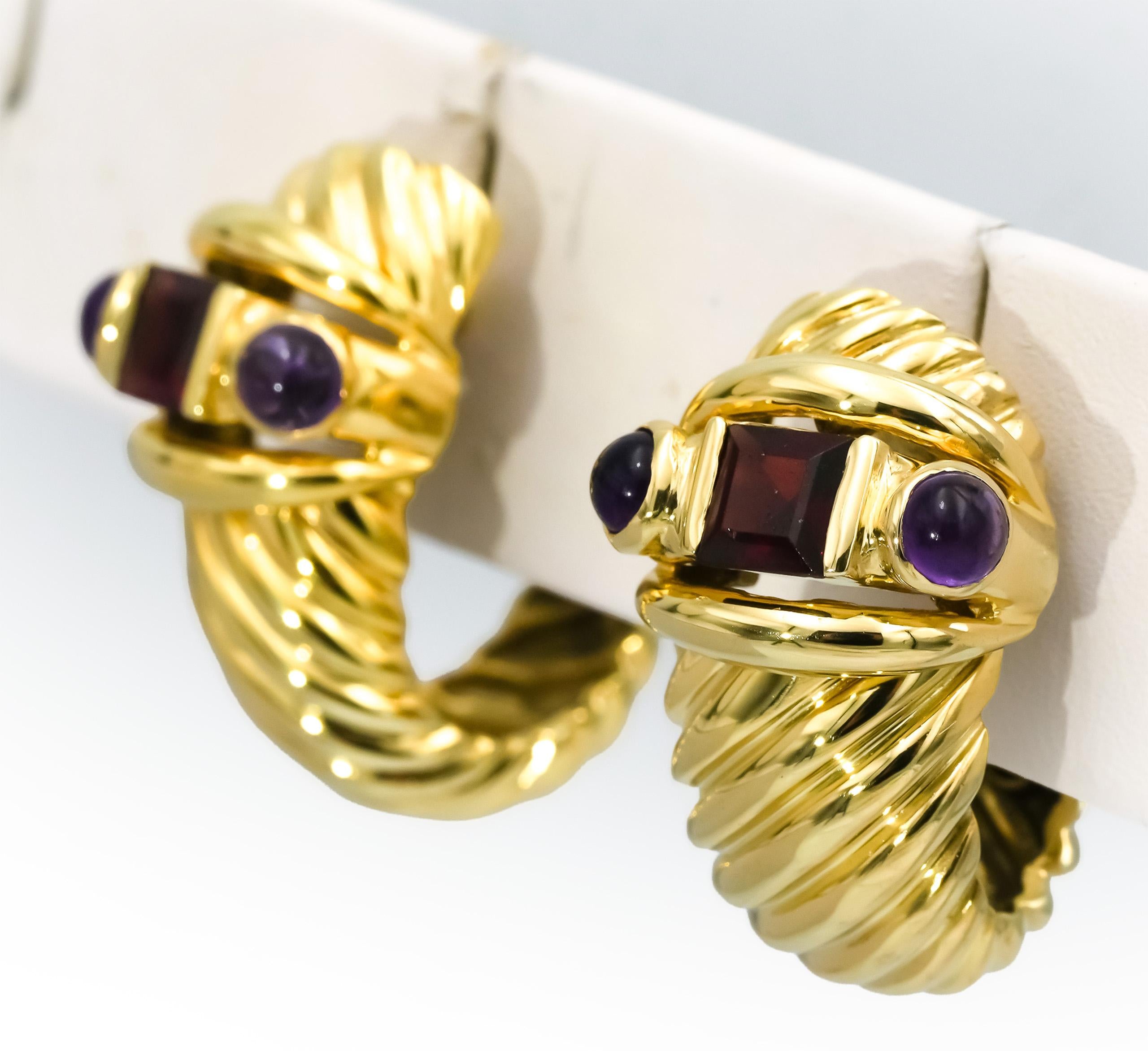 DAVID YURMAN 14k Yellow Gold Assorted Gemstone Renaissance Shrimp Earrings